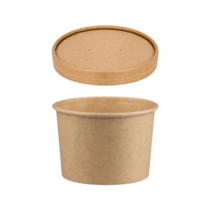 Papirnata posoda s pokrovom 500 ml d=115 mm h=78 mm, kraft, 50 kos (komplet)