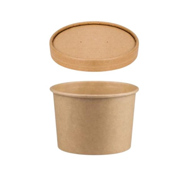 Papirnata posoda s pokrovom 500 ml d=115 mm h=78 mm, kraft, 50 kos (komplet)