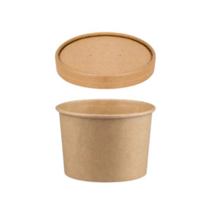 Papirnata posoda s pokrovom 500 ml d=115 mm h=78 mm, kraft, 50 kos (komplet)
