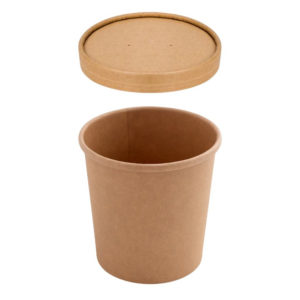 Papirnata posoda s pokrovom 750 ml d=115 mm h=116 mm, kraft, 50 kos (komplet)