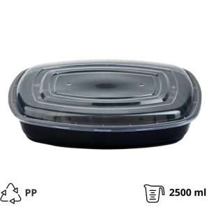 Posodica s pokrovom PP 2500 ml 32×24.3×6.8 cm črna
