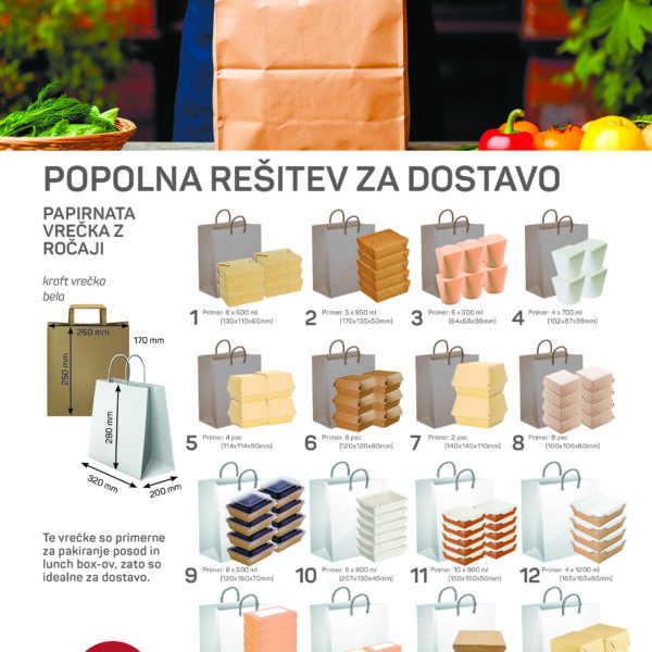 Papirnata nosilna vrečka s pletenim ročajem 320x180x370 mm kraft (10 kos/pak) [2 kos/pak]