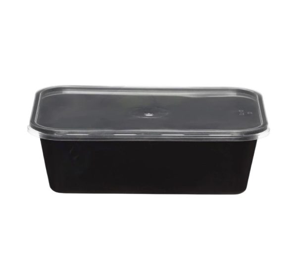 Posodica s pokrovom PP 750 ml 175x125x60mm črna [50 kos/pak]