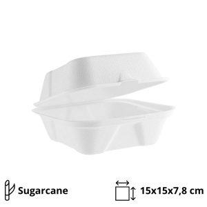 Burger embalaža PULP ECO 150x150x78 mm bela 50 kos