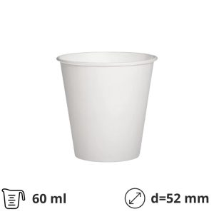 Papirnati kozarci 60 ml d=52 mm 1-slojni bel, 100 kos