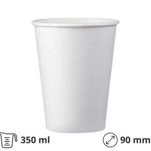 Papirnati kozarci 350 ml d=90 mm 1-slojni beli SUP, 50 kos