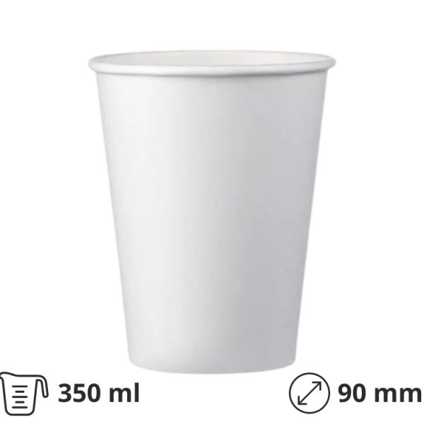 Papirnati kozarci 350 ml d=90 mm 1-slojni beli SUP, 50 kos
