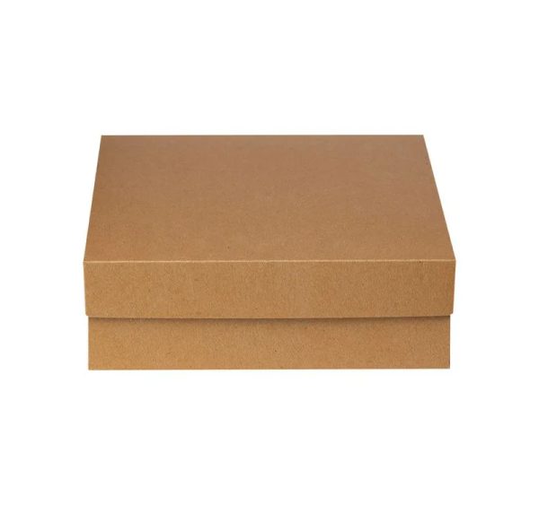 Škatla s pokrovom za sladice 35x35x10 cm KRAFT (notranja metalizirana  PET)