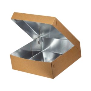 Škatla s pokrovom za sladice 35x35x10 cm KRAFT (notranja metalizirana  PET) [6 kos/pak]