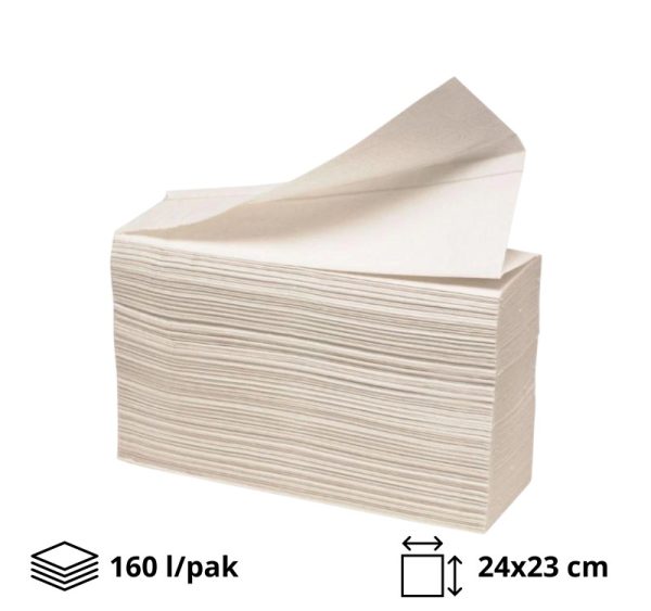 Papirnate brisače Z-zlozenka 2 sl., 24×23 cm, 160 l/pak