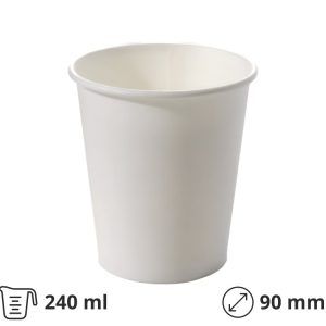 Papirnati kozarci 240 ml 1-slojni bel WATER DISPERSION 50 kos