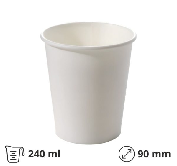 Papirnati kozarci 240 ml 1-slojni bel WATER DISPERSION 50 kos