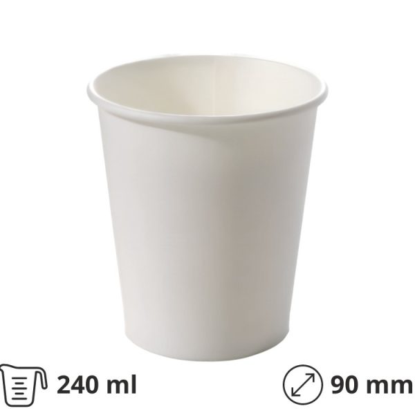Papirnati kozarci 240 ml 1-slojni bel WATER DISPERSION 50 kos