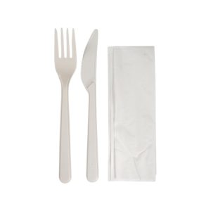 Komplet 3 PP (vilica, nož, servieta) 18cm 250 kos