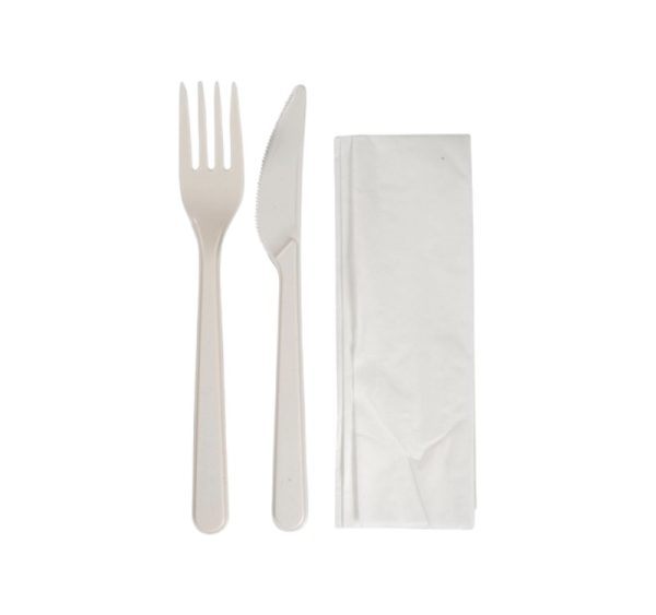 Komplet 3 PP (vilica, nož, servieta) 18cm 250 kos