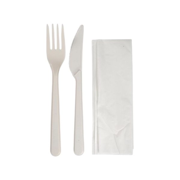 Komplet 3 PP (vilica, nož, servieta) 18cm 250 kos