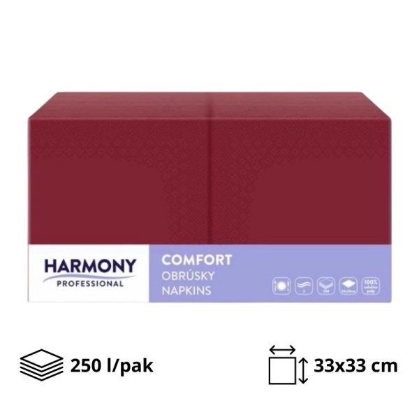 Papirnate serviete 2 sl 33×33 cm bordo 250 l/pak