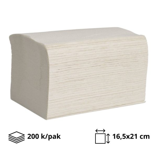 Papirnate serviete Interfold 2 sl 16,5х21,2 cm beli 200 l/pak