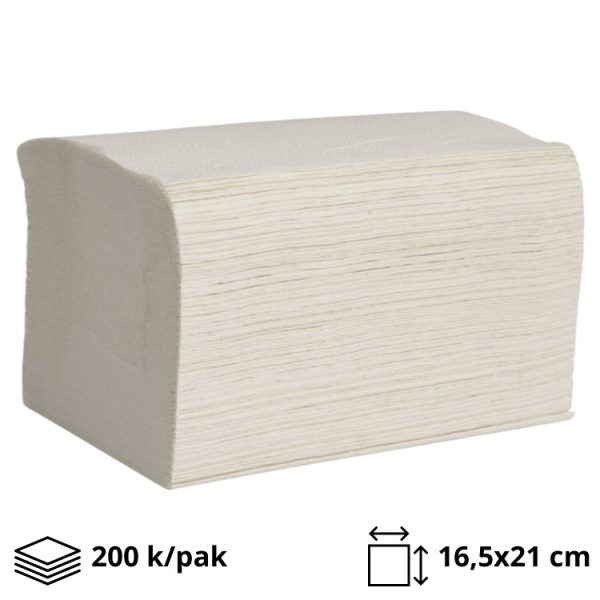 Papirnate serviete Interfold 2 sl 16,5х21,2 cm beli 200 l/pak
