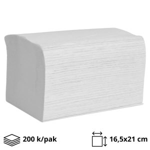 Papirnate serviete Interfold 2 sl 16,5х21,2 cm beli 200 l/pak