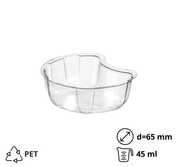 Posodica-distančnik PET 45 ml d=65 mm h=25 mm prozorna 50  kos