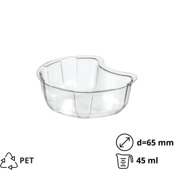 Posodica-distančnik PET 45 ml d=65 mm h=25 mm prozorna 50  kos