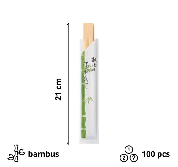 Palčke za azijsko hrano v papirni vrečki, bambus 100 kos