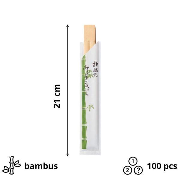 Palčke za azijsko hrano v papirni vrečki, bambus 100 kos