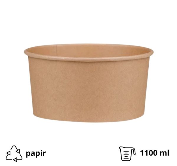 Papirnata posoda 1100 ml d=150 mm kraft brez pokrova 50 kos