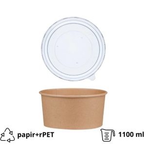 Papirnata posoda s pokrovom 1100 ml d=150 mm kraft brez pokrova 50 kos (komplet)