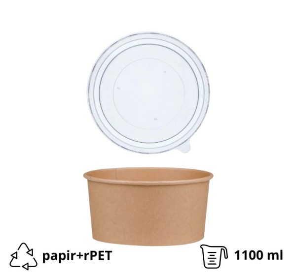 Papirnata posoda s pokrovom 1100 ml d=150 mm kraft brez pokrova 50 kos (komplet)