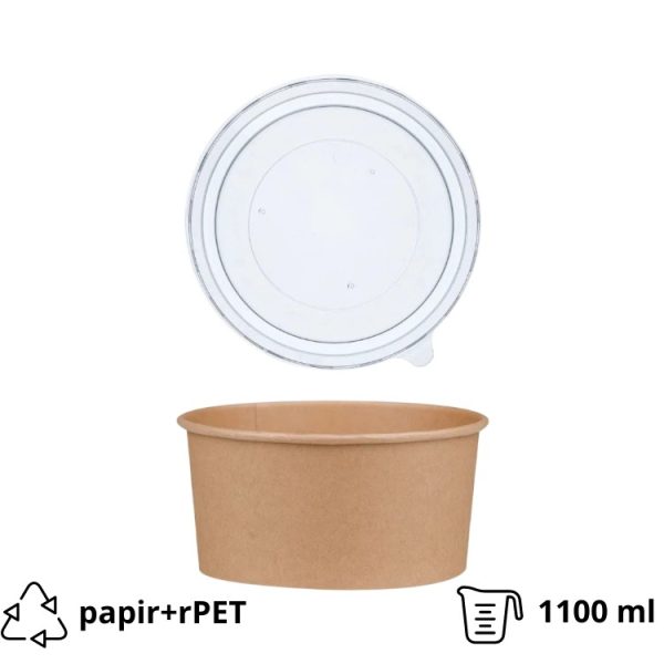 Papirnata posoda s pokrovom 1100 ml d=150 mm kraft brez pokrova 50 kos (komplet)