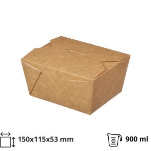 Papirnata posoda Fold Box 900 ml 150х115х53 mm kraft 25 kos