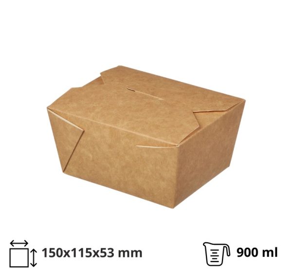 Papirnata posoda Fold Box 900 ml 150х115х53 mm kraft 25 kos