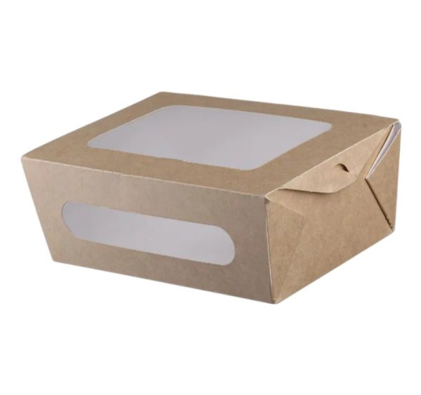 Papirnata posoda z oknom 2000 ml 204x142x74 mm kraft 50 kos