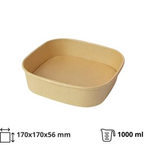 Papirnata posoda 1000 ml 170х170х56 mm, kraft, brez pokrova 50 kos