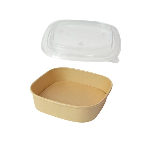 Papirnata posoda s pokrovom 1000 ml 170х170х56 mm, kraft, 50 kos (komplet)