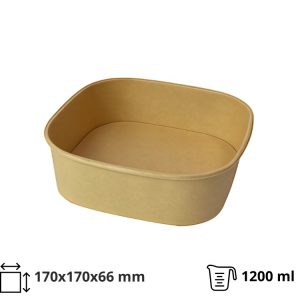Papirnata posoda 1200 ml 170х170х66 mm, kraft, brez pokrova 50 kos