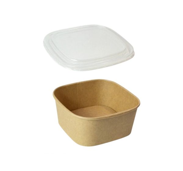 Papirnata posoda s pokrovom 650 ml 130х130х63 mm, kraft, 50 kos (komplet)