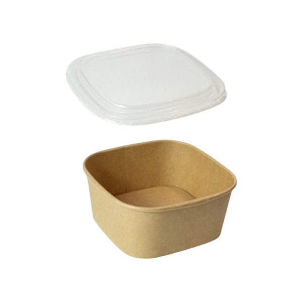 Papirnata posoda s pokrovom 650 ml 130х130х63 mm, kraft, 50 kos (komplet)