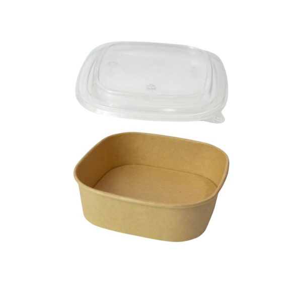 Papirnata posoda s pokrovom 750 ml 170х170х42 mm, kraft, 50 kos (komplet)