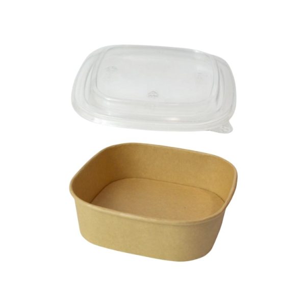 Papirnata posoda s pokrovom 750 ml 170х170х42 mm, kraft, 50 kos (komplet)
