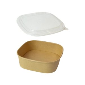 Papirnata posoda s pokrovom 750 ml 170х170х42 mm, kraft, 50 kos (komplet)