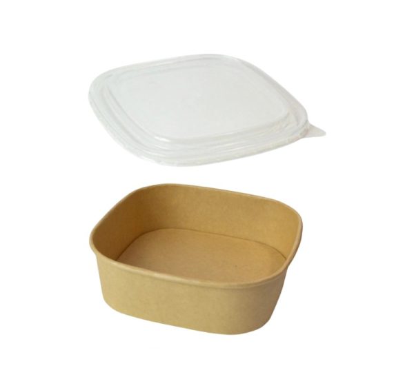 Papirnata posoda s pokrovom 750 ml 170х170х42 mm, kraft, 50 kos (komplet)