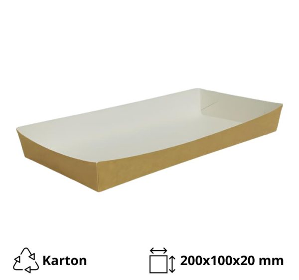 Ladjica papirnata 200x100x20 mm kraft 100 kos