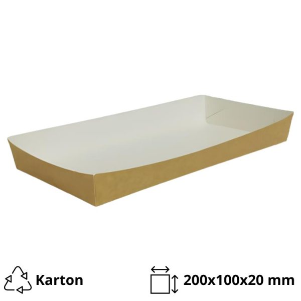 Ladjica papirnata 200x100x20 mm kraft 100 kos