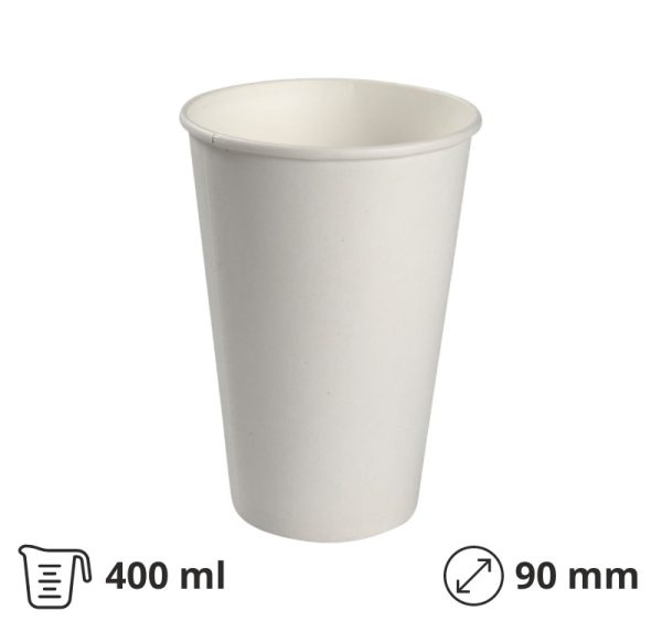 Papirnati kozarci 400 (500) ml d=90 mm za hladne napitke dvojni PE 50 kos