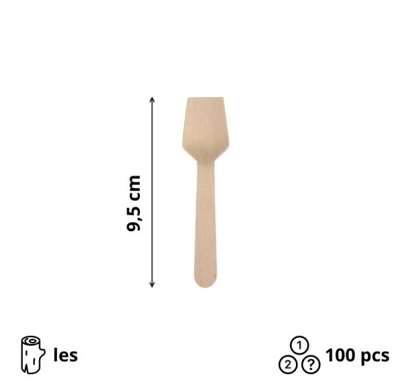 Žlička za sladoled 9.5 cm lesena 100 kos