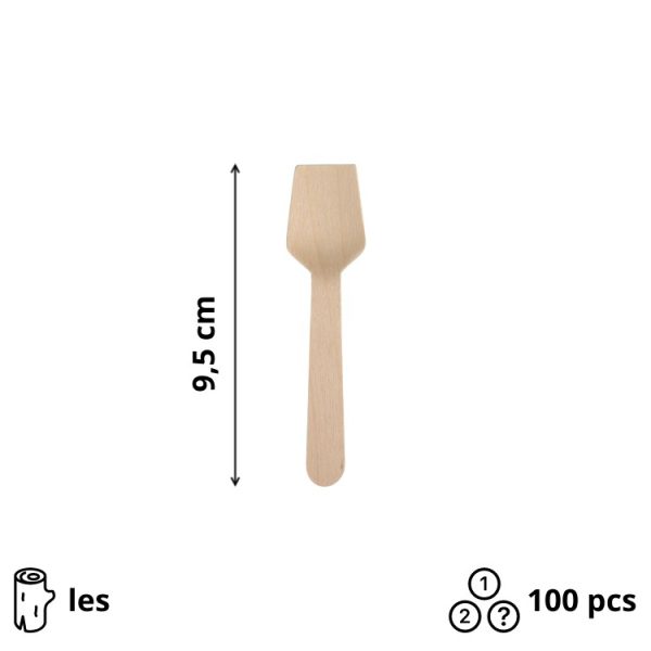 Žlička za sladoled 9.5 cm lesena 100 kos