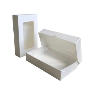 Papirnata posoda z oknom ECO TABOX 1000 ml 200x120x40 mm bela 50 kos